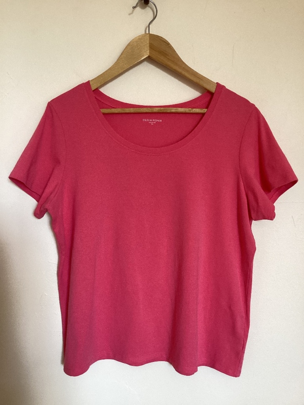 Eileen Fisher XL Tee Shirt Pink Watermelon Short Sleeve with stretch athleisure